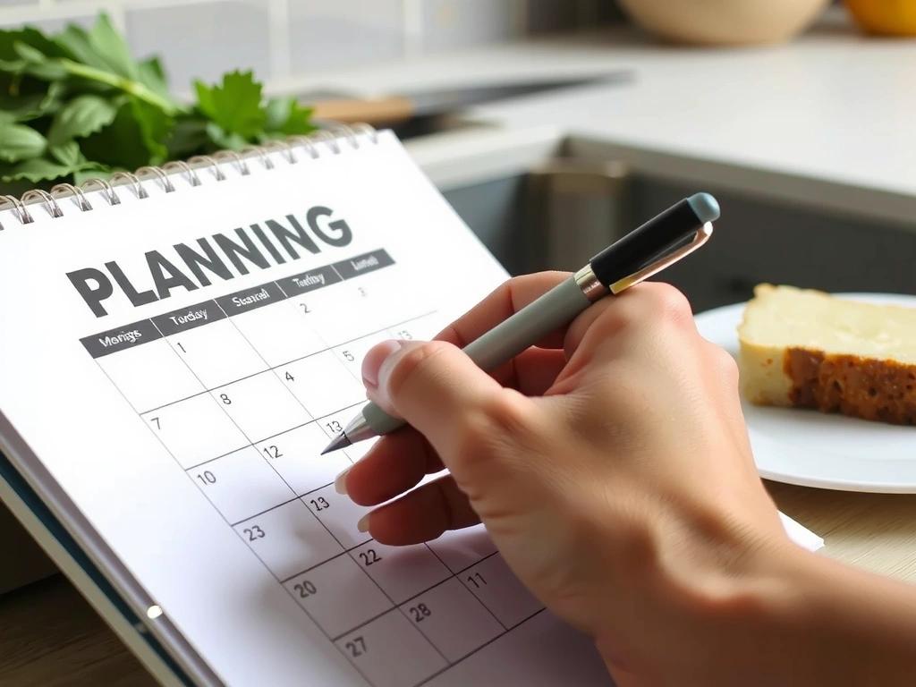 Hand markiert Kalender mit Terminen